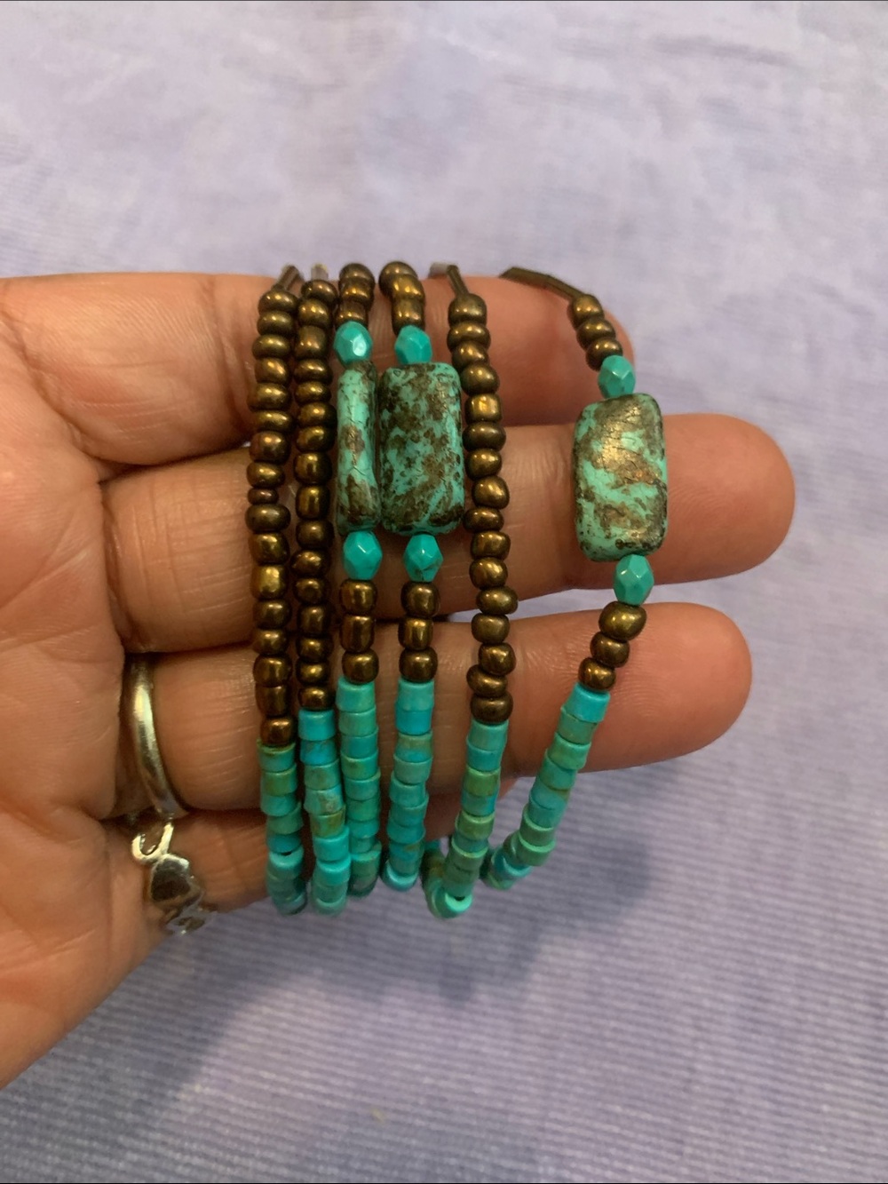 Vintage Turquoise Beaded Multi-Strand Magnetic Bracelet - unisex